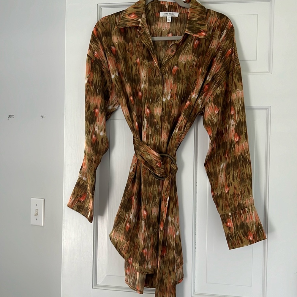Multi colored mini wrap dress w/ removable belt
